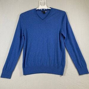 Banana Republic Men's Long Sleeve V Neck Cotton Cashmere Sweater Blue Size L